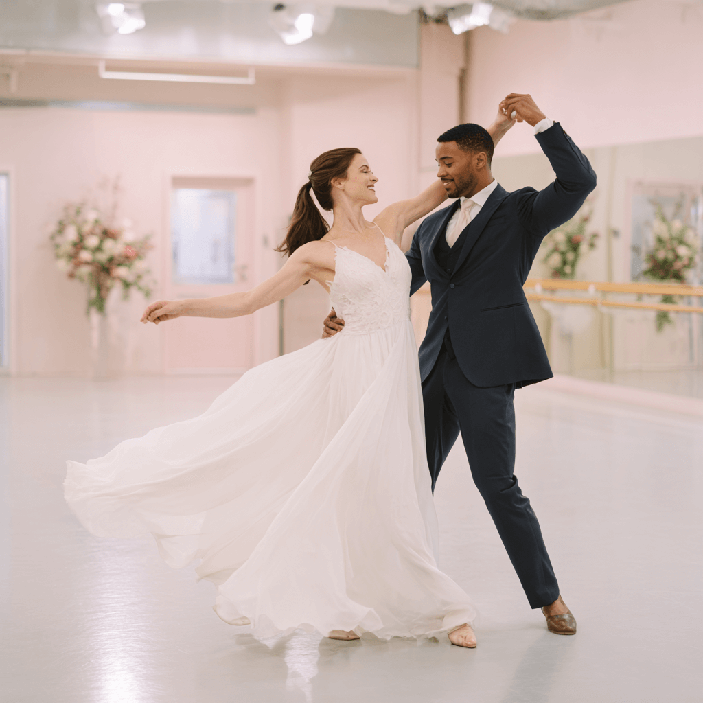 Wedding dance lessons Bury - couple practising first dance
