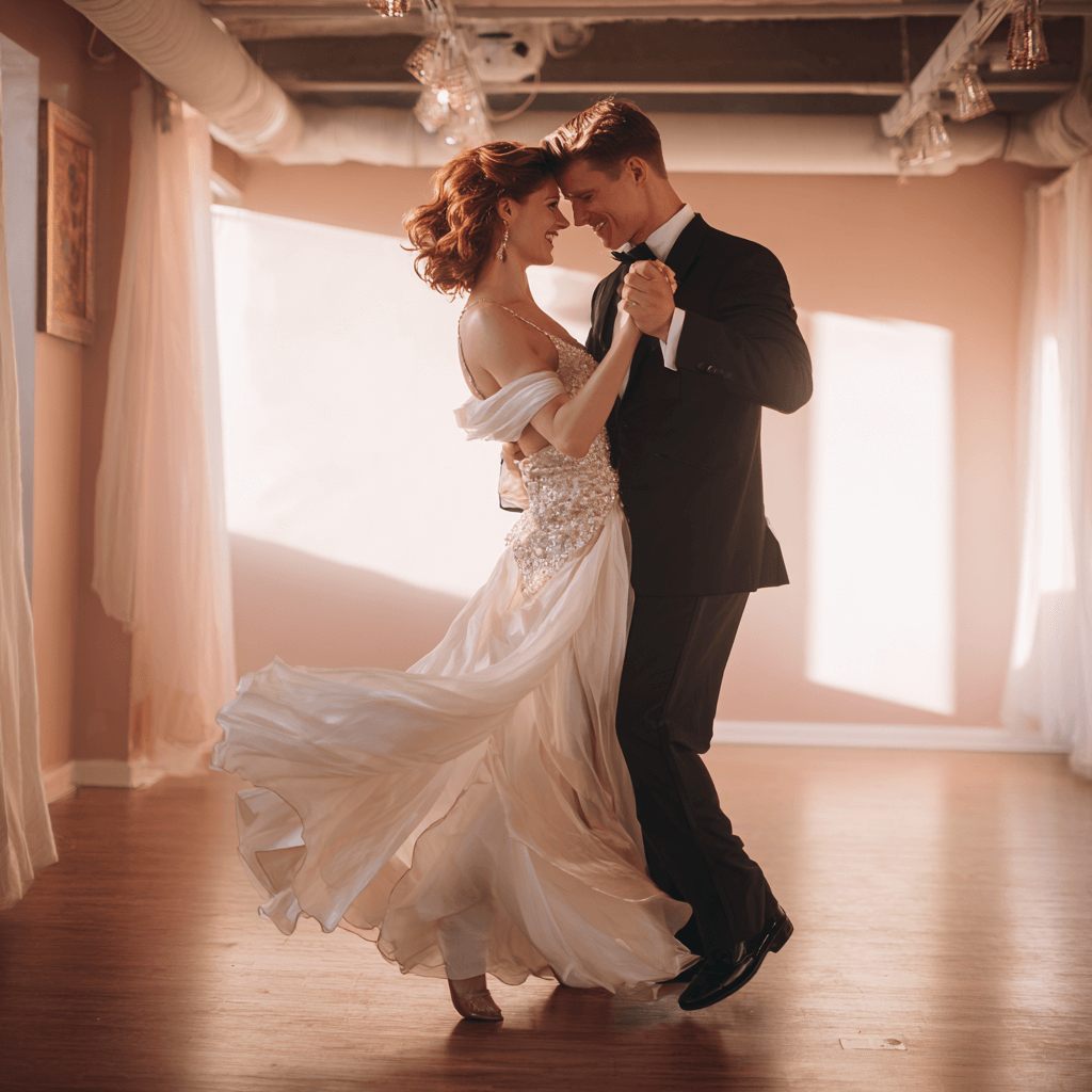 Wedding dance lessons Huddersfield - couple practising first dance